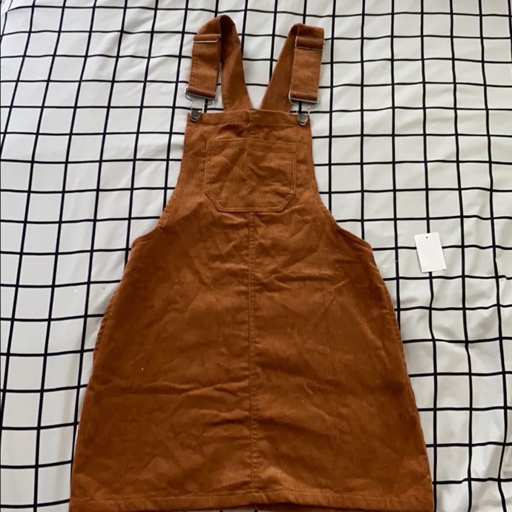 New brown corduroy overall dress